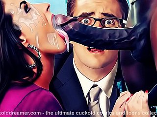 BBC ดอกทอง Hotwife ไก่สีดำนมัสการการ์ตูนสามีซึ่งภรรยามีชู้