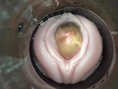 klebriger Eisprung durch cum cam Mann
